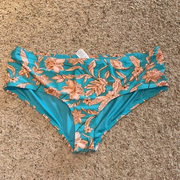 Floral Teal and Orange Tankini Swimsuit - Plus Size 2X (20W-22W)​​ - Picture 4 of 6